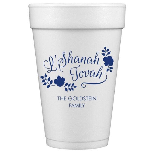 Floral L'Shanah Tovah Styrofoam Cups